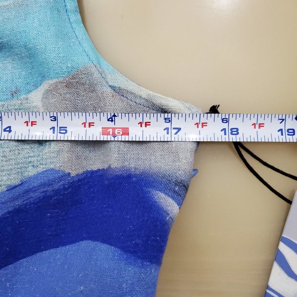 Claire Desjardins Linen Blend Watercolor Below the Surface Sleeveless Dress - Picture 13 of 15